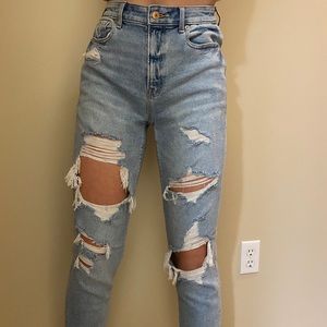 American Eagle light ripped mom jeans